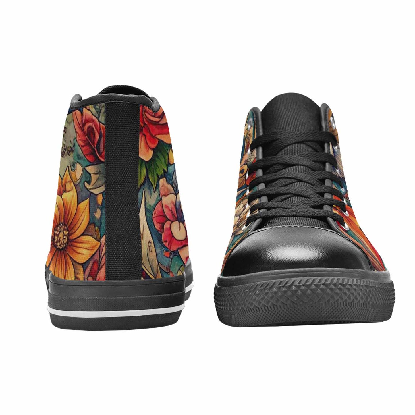 WOMEN'S Old School Tattoo High Top Canvas Neon Fantasy Custom Sneakers