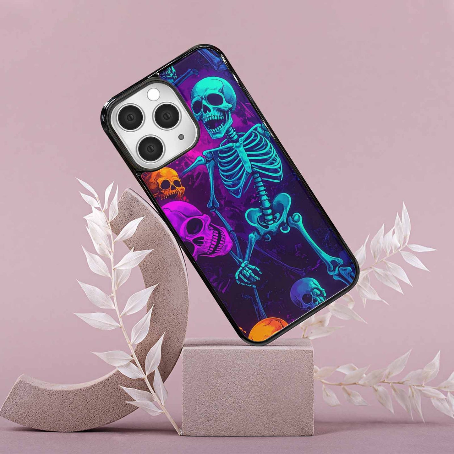 iPhone 15 Pro Max Case — Glowing Skeleton Pattern Hundreds Of Small, Custom Phone Case
