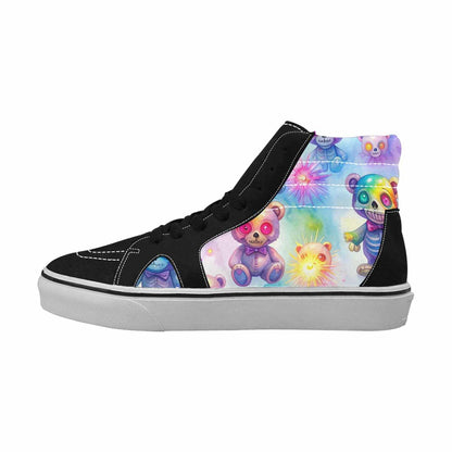 MEN'S Rainbow Teddy Skeletons Eye High Top Canvas Melting Art Custom Sneakers