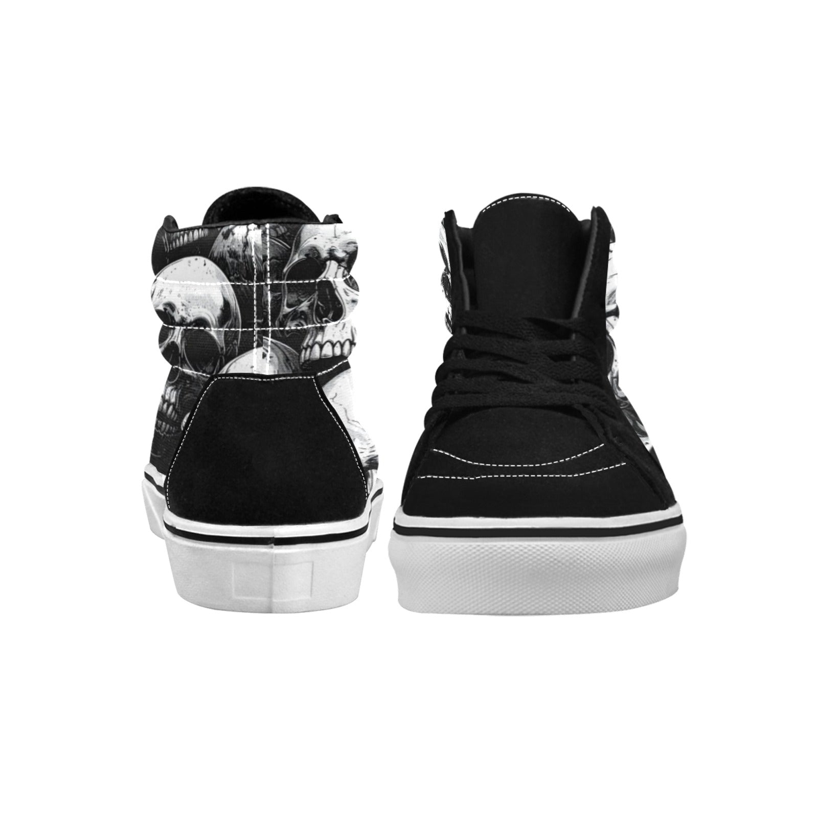 WOMEN'S Aggressive Comic Skull Black High Top Skateboarding Vivid Custom Sneakers