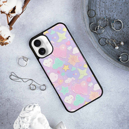 iPhone 16 Plus Case — Cute Kawaii Style Generic Icons Stars, Customized Protective Case