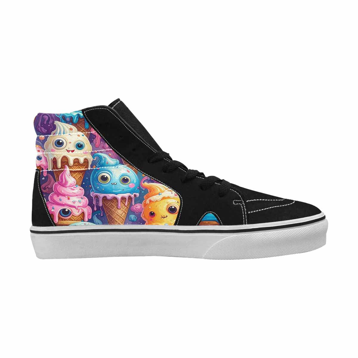 MEN'S Melting Icecream Cone Monster High Top Canvas Neon Fantasy Custom Shoes