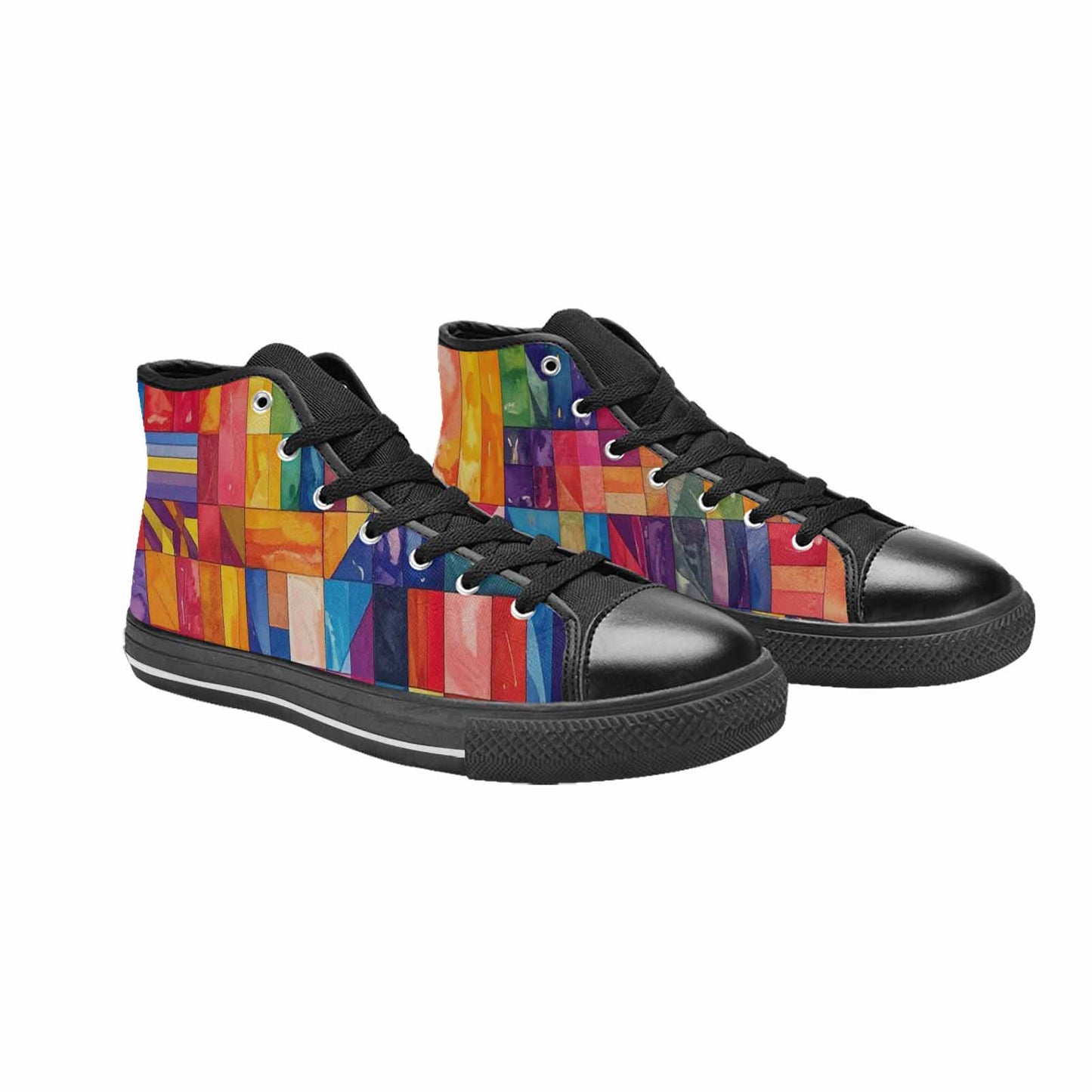 MEN'S Transgender Flag Color High Top Canvas Vibrant Chaos Shoes