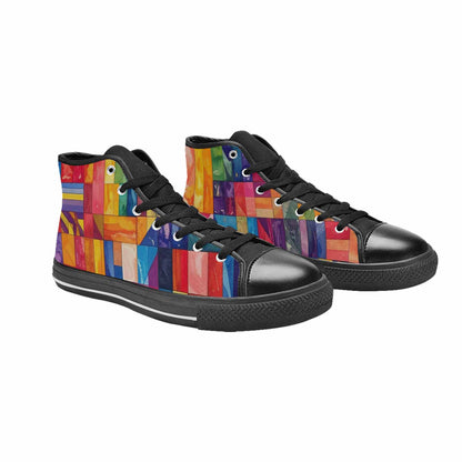 MEN'S Transgender Flag Color High Top Canvas Vibrant Chaos Shoes