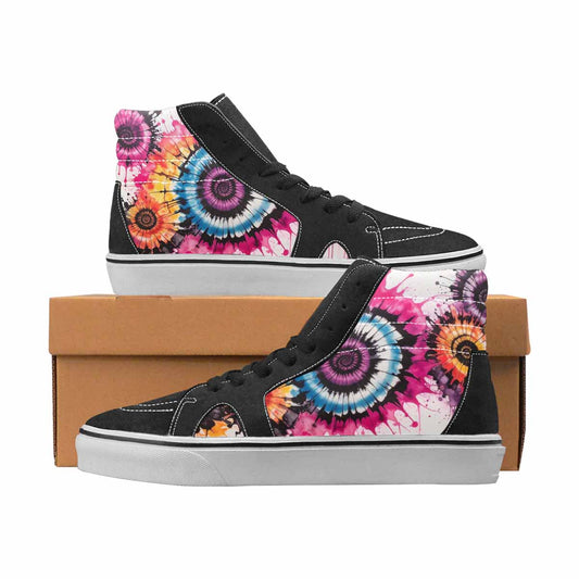 WOMEN'S Tie Dye Black & Pink Ink High Top Canvas Statement Vivid Shoes