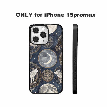 iPhone 15 Pro Max Case — Wolves Everywhere Collage Overlap Small Wolf, Original Design Phone Case