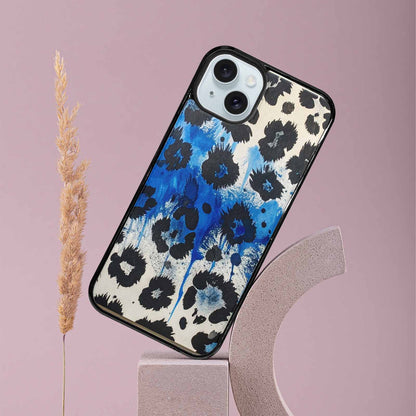 iPhone 15 Plus Case — Animal Print Black Blue Ink Animal, Custom Designed Case Cover