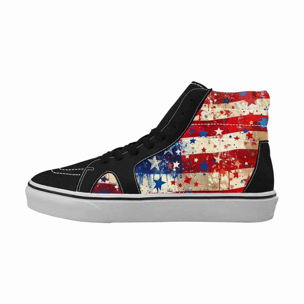 MEN'S Patriotic Stars Stripes High Top Canvas Melting Art Custom Sneakers