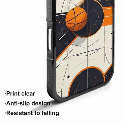 iPhone 17 Case — Basketball Pattern, Court Lines Original Art, Unique Phone Case Design
