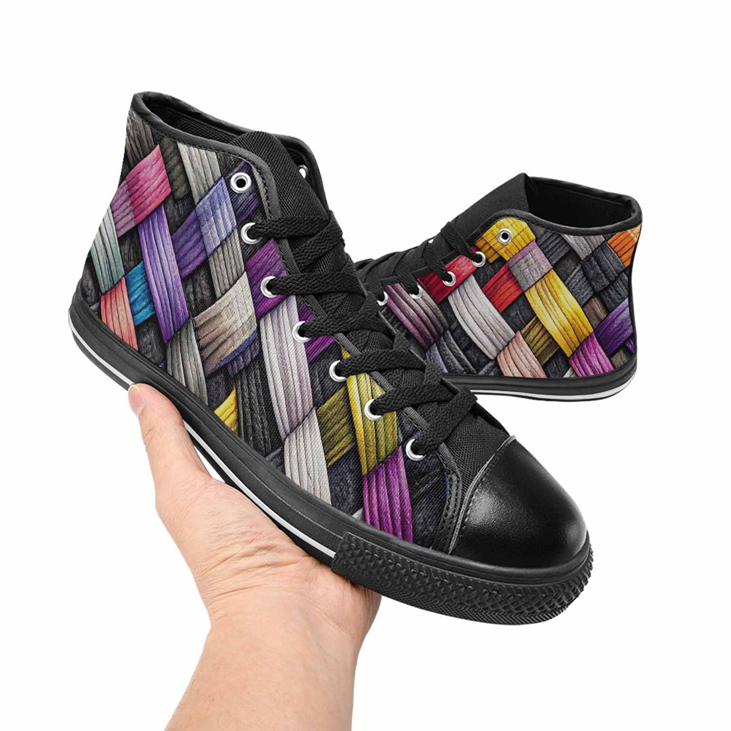 MEN'S Asexual Flag Color High Top Canvas Grunge Custom Sneakers