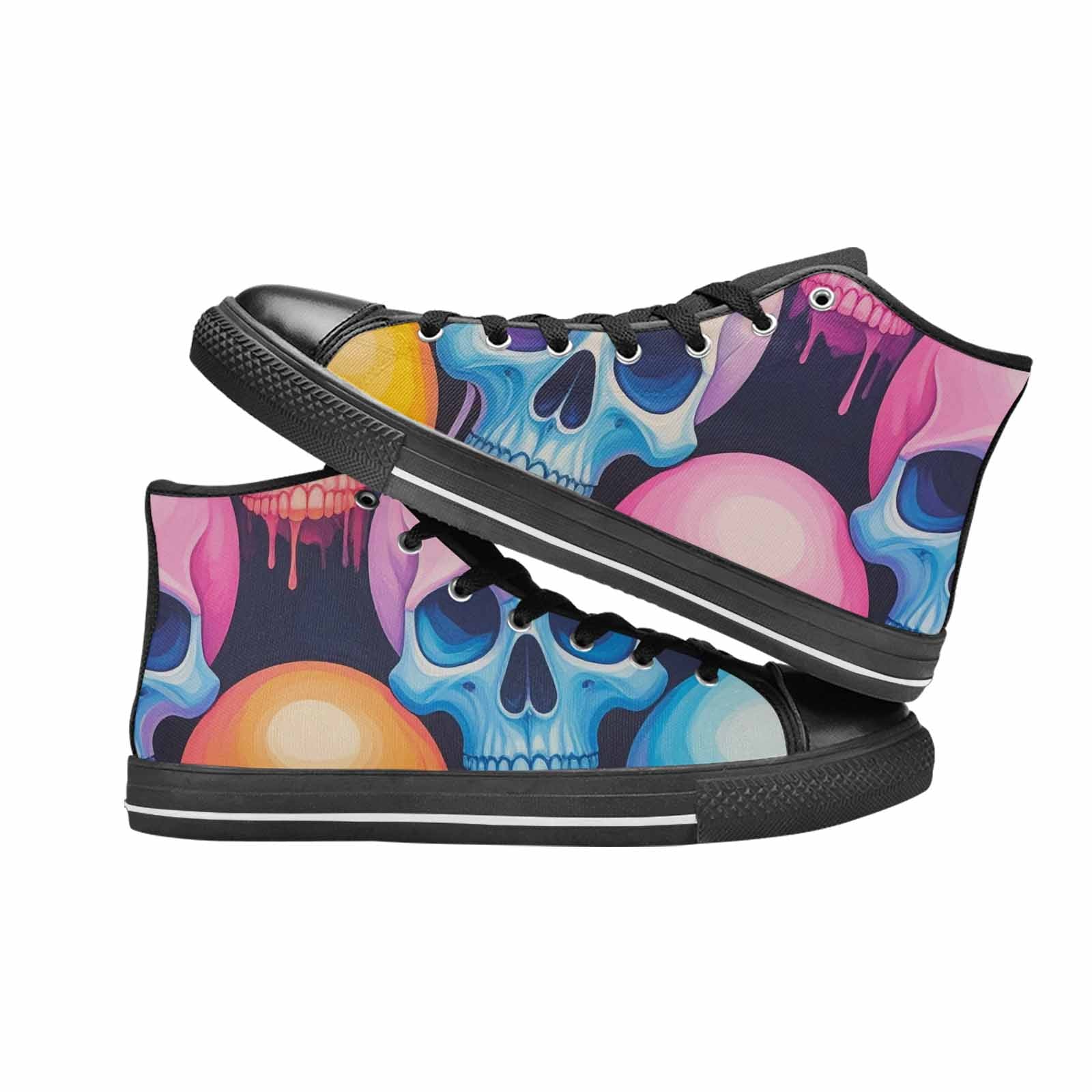 MEN'S Dripping Candy Skulls High Top Canvas Surreal Custom Shoes