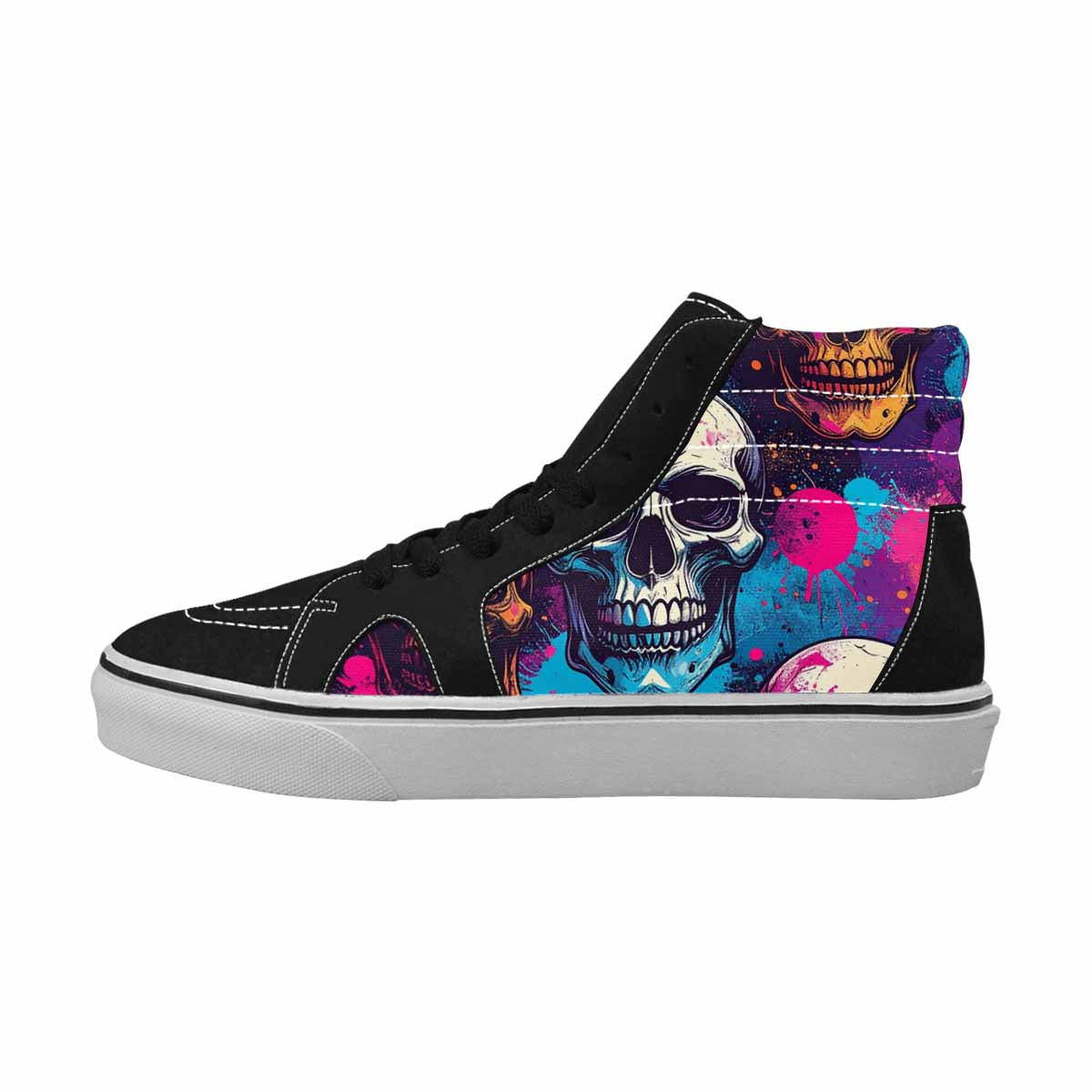 WOMEN'S Skulls Splatter Comic High Top Canvas Vivid Shoes