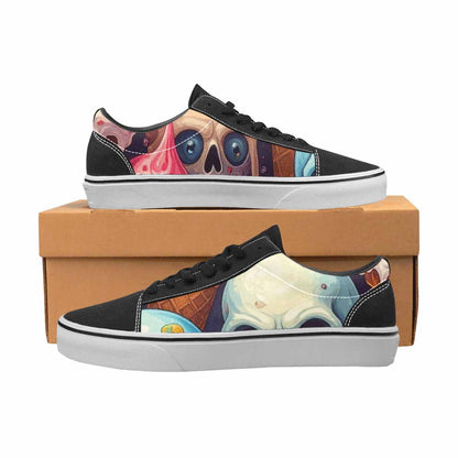WOMEN'S Ice Cream Monsters  Lace-Up Canvas Melting Art Sneakers