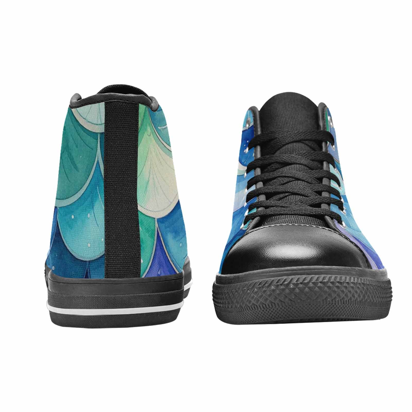 WOMEN'S Mermaid Scale High Top Canvas Vibrant Chaos Custom Shoes