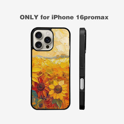 iPhone 16 Pro Max Case — Impressionist Sunflower Brushstroke Pattern Hundreds Of, Custom Designed Case Cover