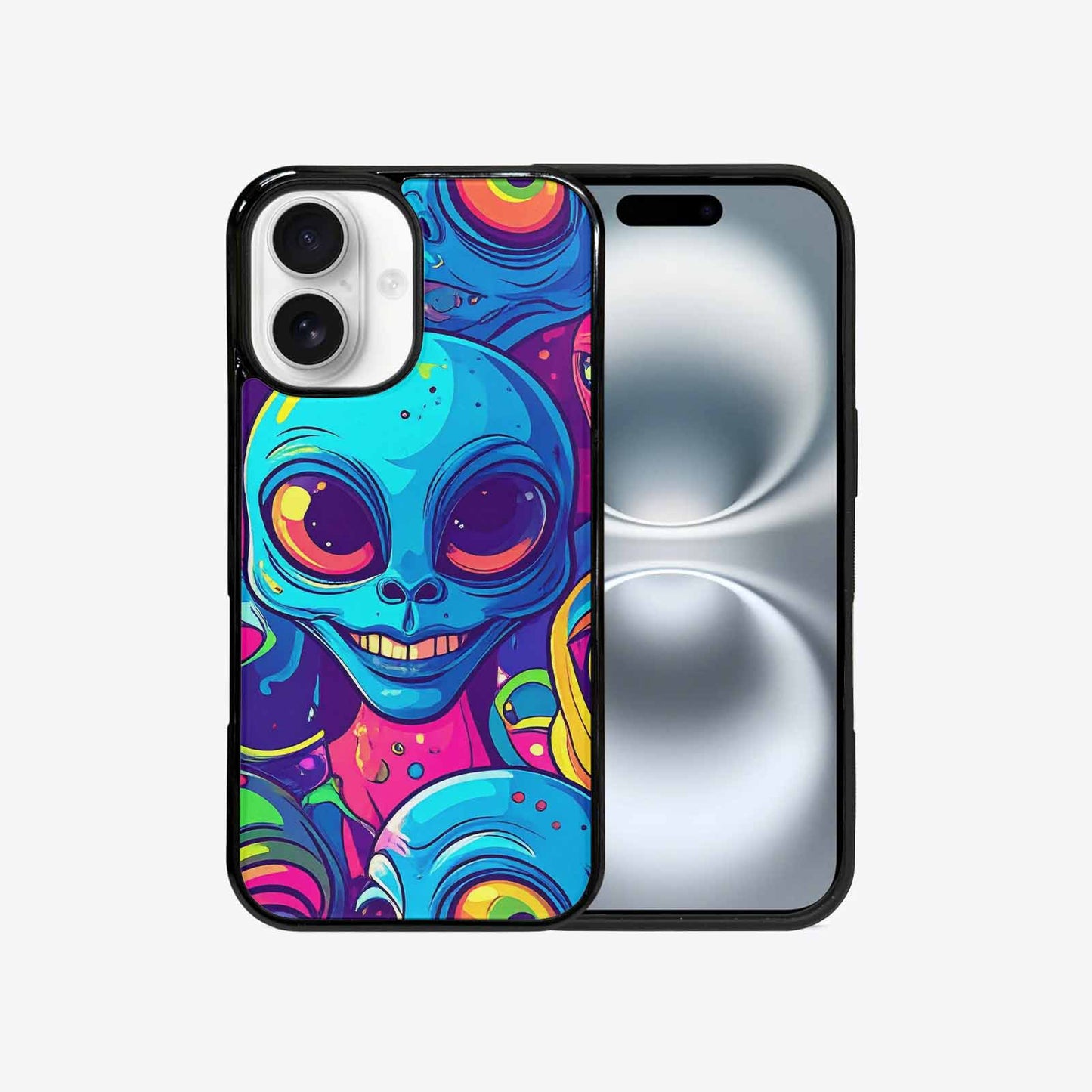 iPhone 16 Case — Alien Ufo Cartoon, Custom Designed Case Cover
