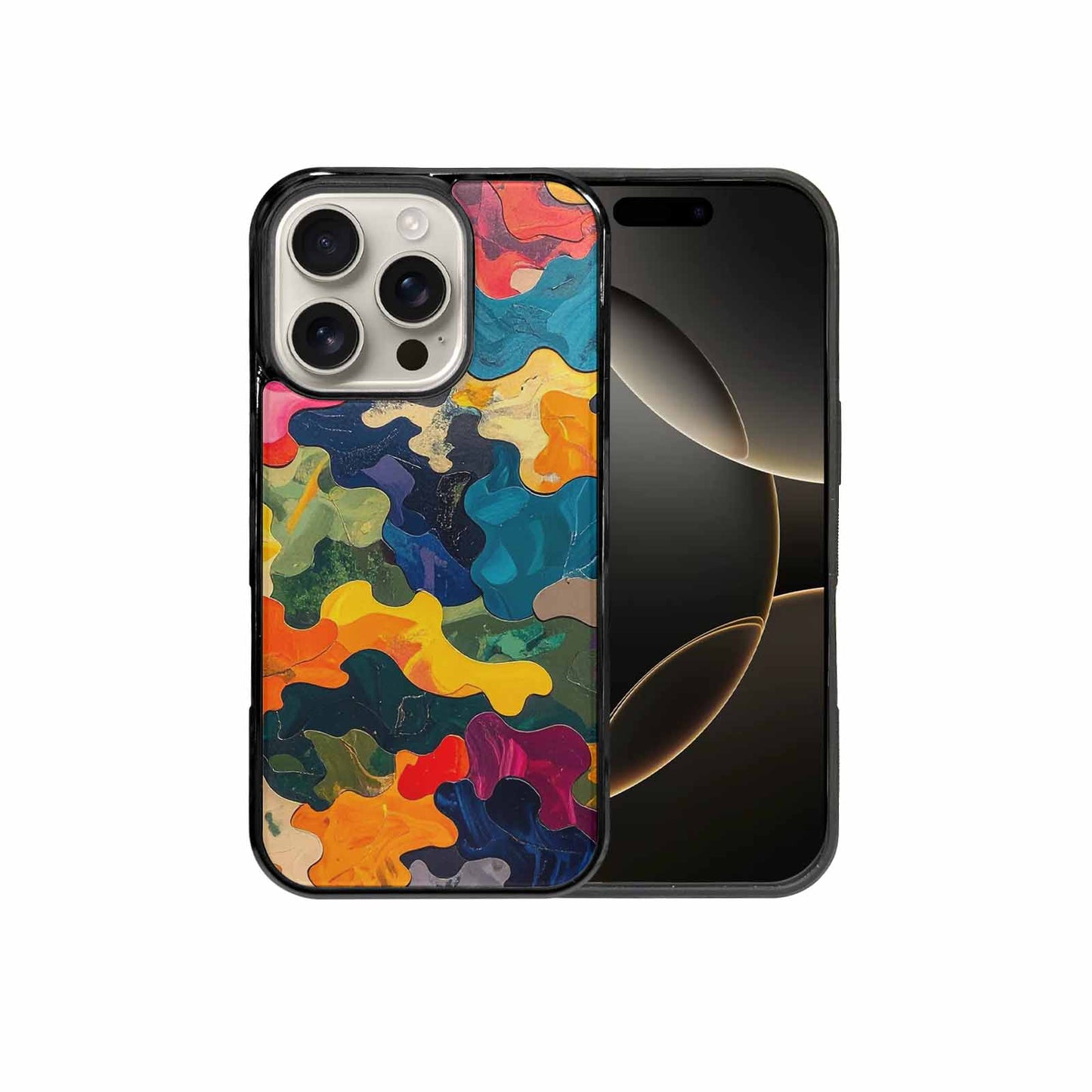 iPhone 16 Pro Case — Camo Patches Full Color Vibrant Camo, Custom Art Phone Cover