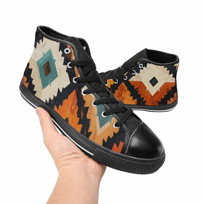 MEN'S Southwestern Geometric Diamond High Top Canvas Aesthetic Custom Sneakers