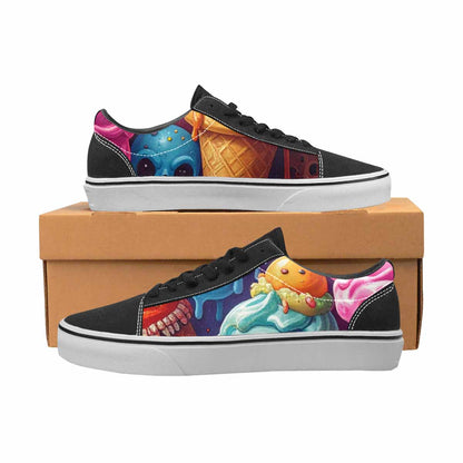 WOMEN'S Ice Cream Monsters  Lace-Up Canvas Wallpaper Art Custom Sneakers