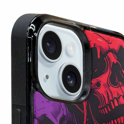 iPhone 15 Plus Case — Red Purple Skeletons Neon Drip Melting, Custom Art Phone Cover