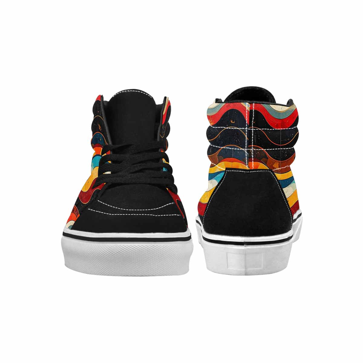 MEN'S Retro Wave Scallop Stripe High Top Canvas Dark Academia Custom Sneakers