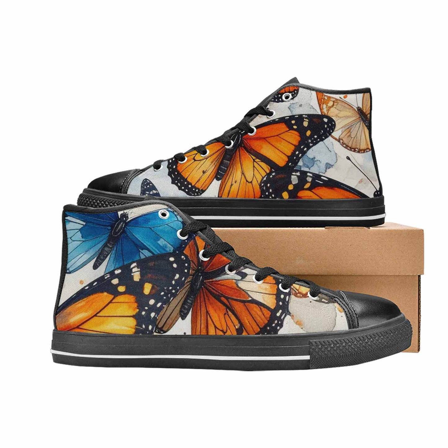 MEN'S Butterfly Wing High Top Canvas Neon Fantasy Custom Sneakers