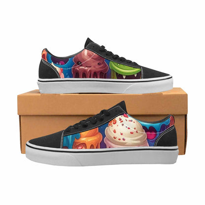 WOMEN'S Melting Ice Cream Monster Lace-Up Canvas Wallpaper Art Custom Sneakers