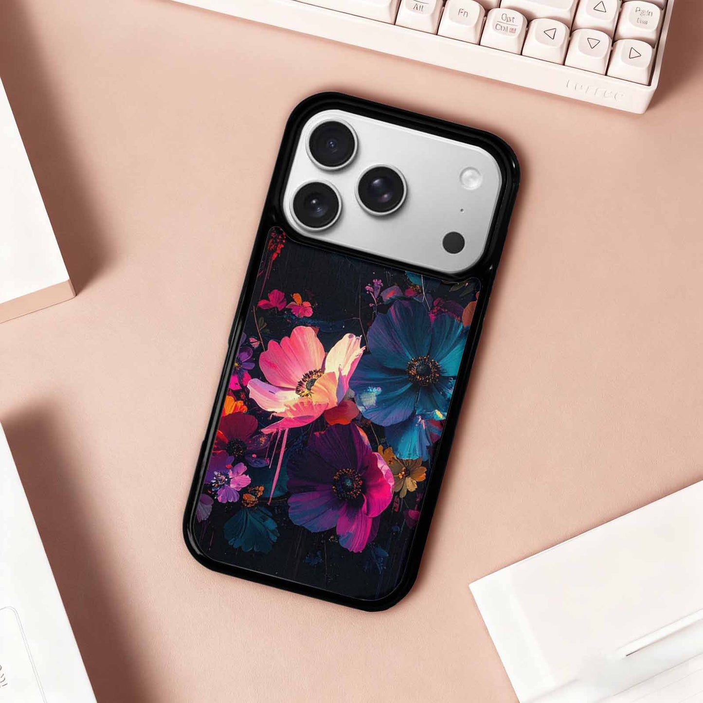 iPhone 17 Pro Case — Shadowy Glitch Floral Pattern Hundreds Floral, Customized Protective Case
