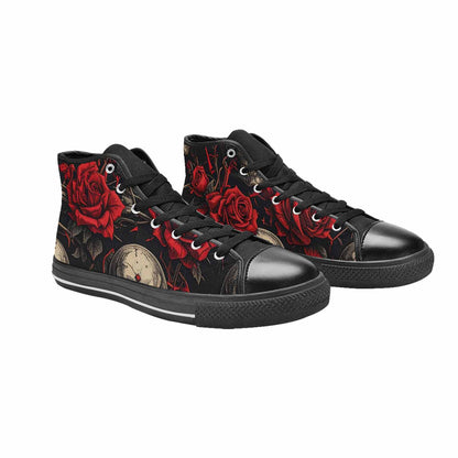 WOMEN'S Gothic Skulls Roses High Top Canvas Surreal Sneakers