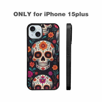 iPhone 15 Plus Case — Dia De Los Muertos Sugar Skull, Custom Art Phone Cover
