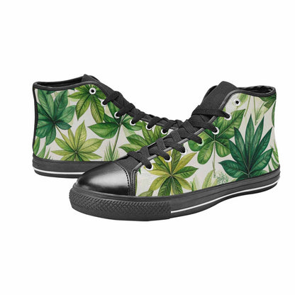 WOMEN'S Seven-Point Palmate Leaf High Top Canvas Grunge Shoes