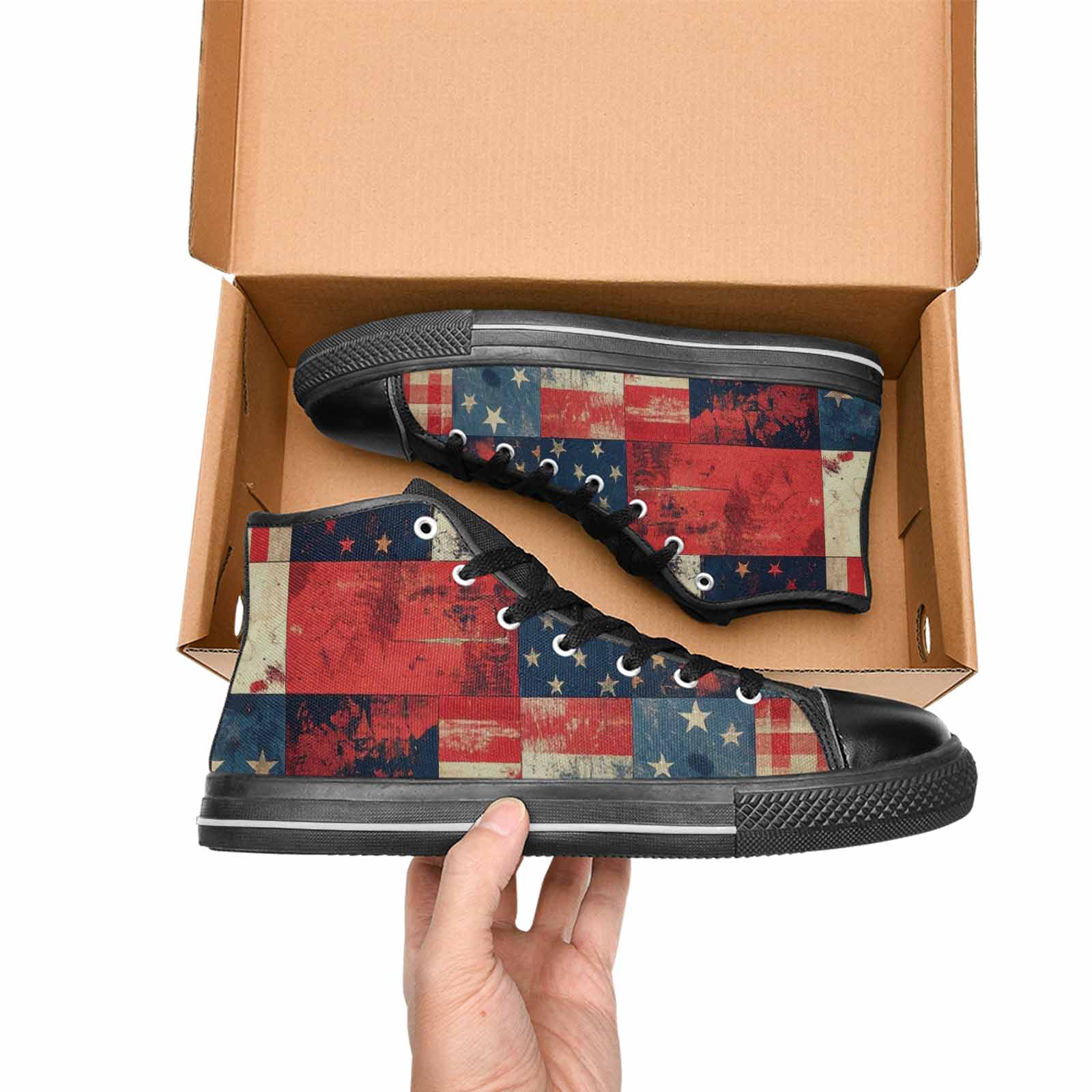 MEN'S American Flag Stars High Top Canvas Dreamcore Custom Sneakers