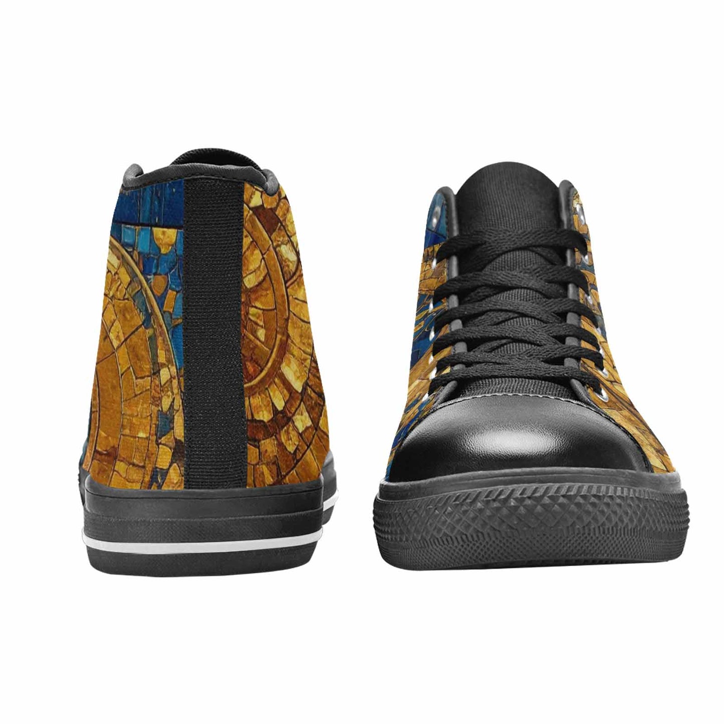 MEN'S Klimt-Style Gold Leaf High Top Canvas Grunge Custom Shoes
