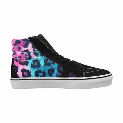 MEN'S Leopard Neon Pink Teal Airbrush High Top Canvas Dark Academia Sneakers