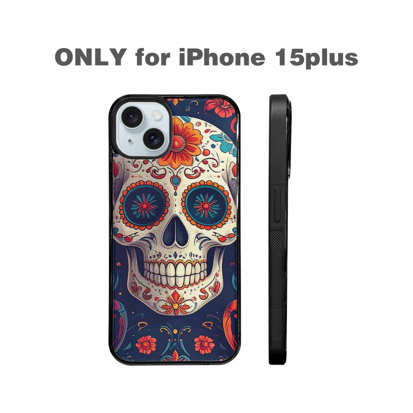 iPhone 15 Plus Case — Day Dead Sugar Skull Art 100s, Unique Phone Case Design