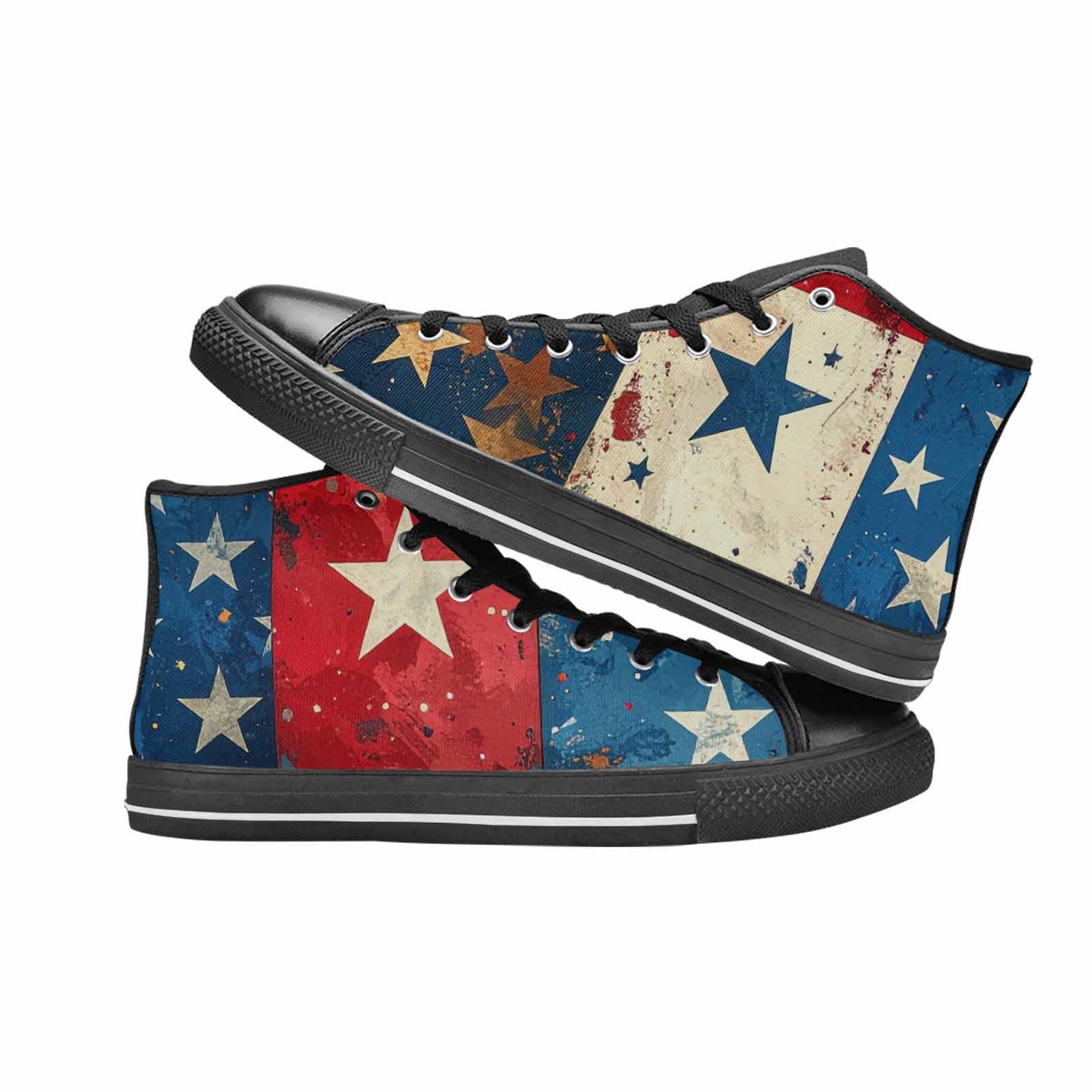 MEN'S American Flag Stars High Top Canvas Vibrant Chaos Sneakers