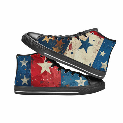 MEN'S American Flag Stars High Top Canvas Vibrant Chaos Sneakers