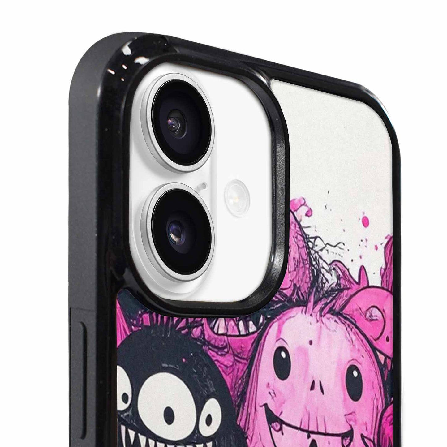iPhone 17 Case — Black &amp; Pink Ink Cartoon Cute, Personalized Phone Case