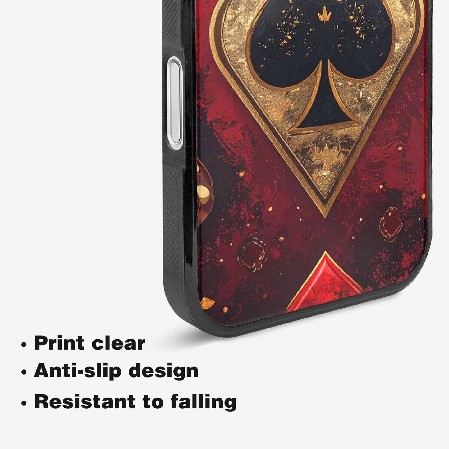 iPhone 16 Plus Case — Playing Card Suits Pattern Poker Chips, Custom Designed Case Cover