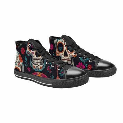MEN'S Dia De Los Muertos Sugar Skull High Top Canvas Surreal Custom Shoes