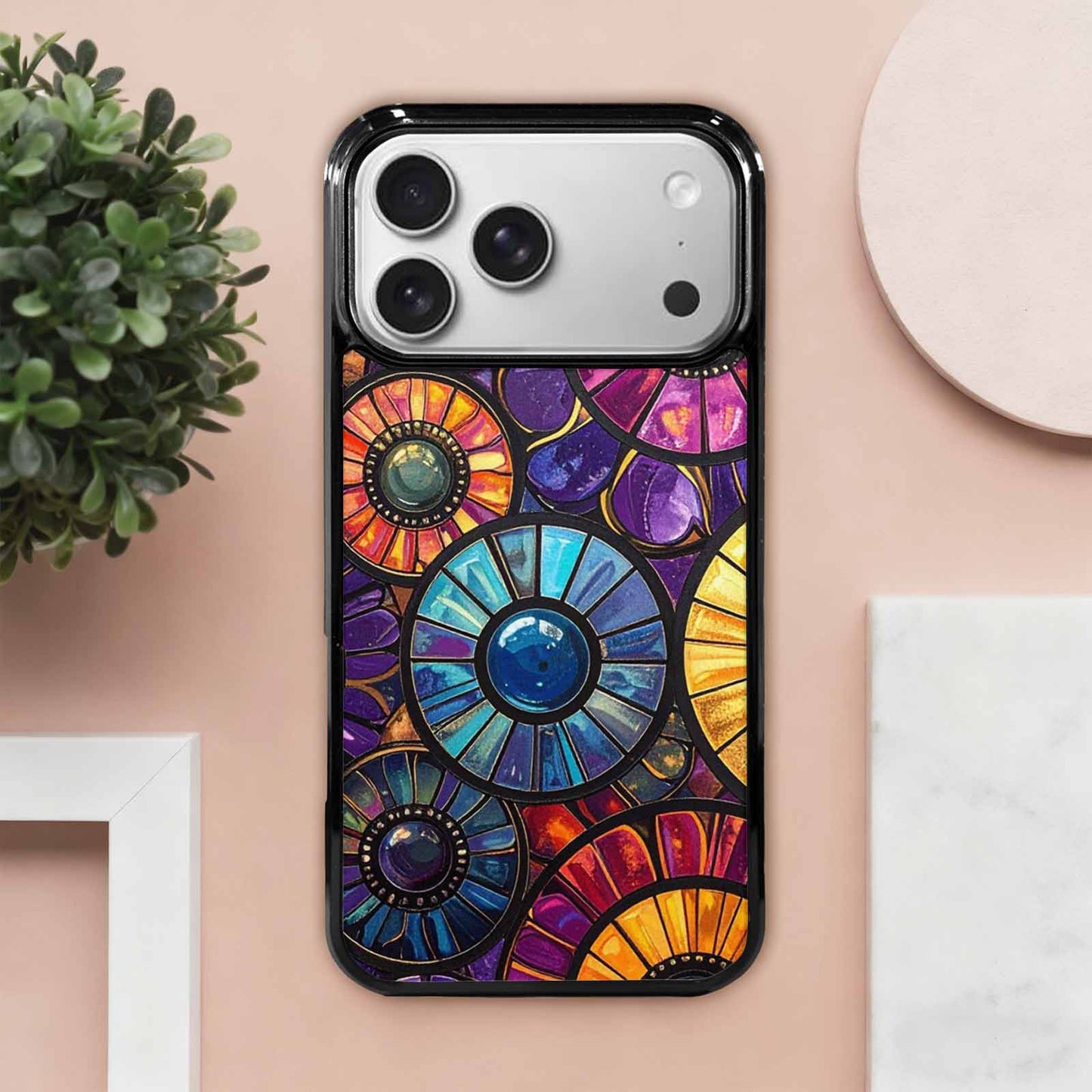 iPhone 17 Pro Max Case — Iridescent Fantasy Sun Original Art, Custom Made Phone Cover