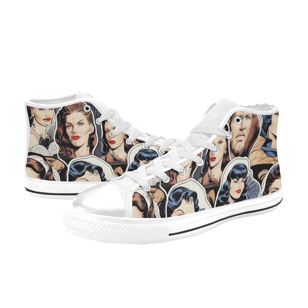 MEN'S Cc Retro Faces Men’S High Top Canvas Neon Fantasy Sneakers