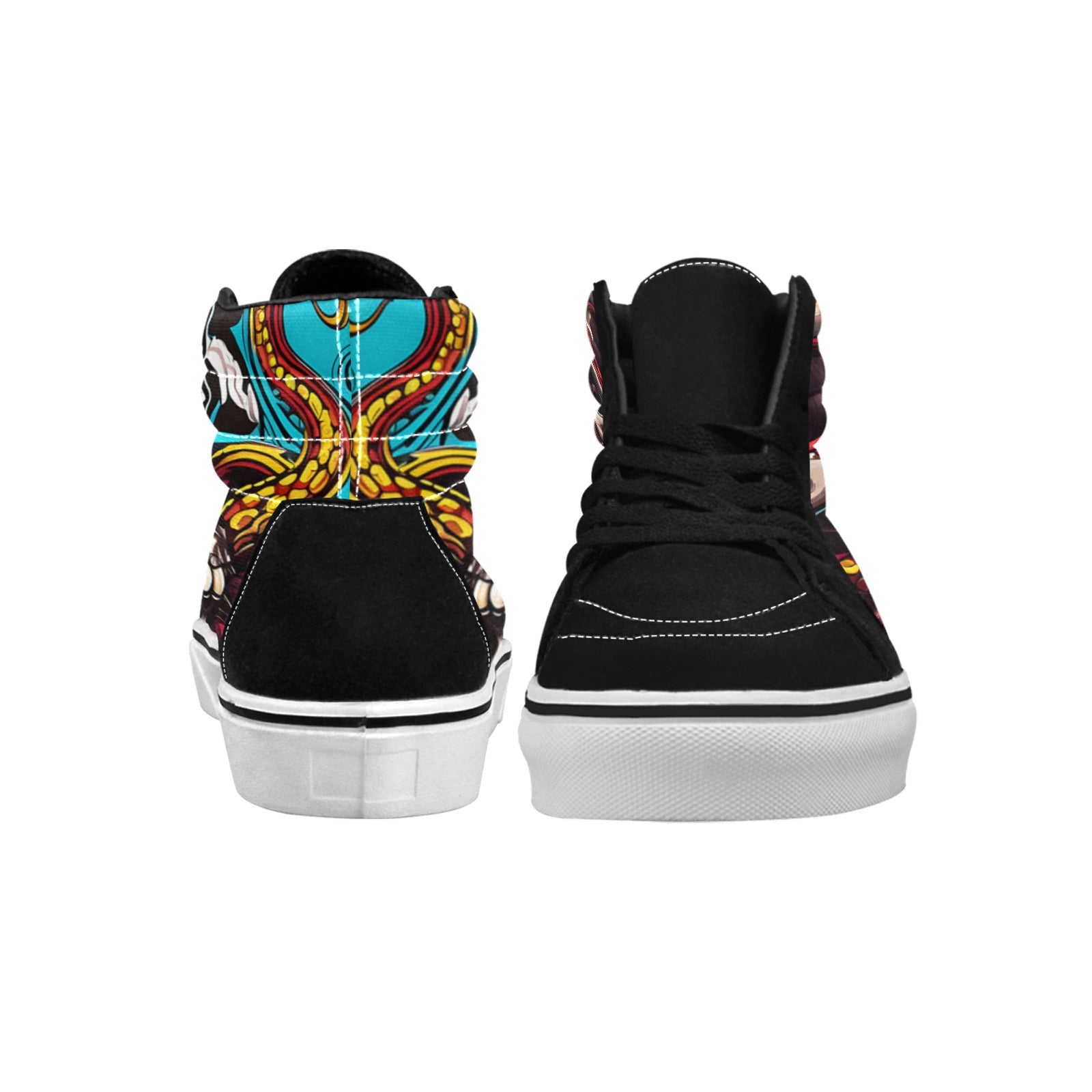 MEN'S Tentacles Skull 2 High Top Skateboarding Neon Fantasy Custom Sneakers
