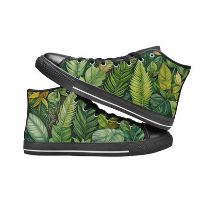 MEN'S Seven-Point Palmate Leaf High Top Canvas Dark Academia Custom Sneakers