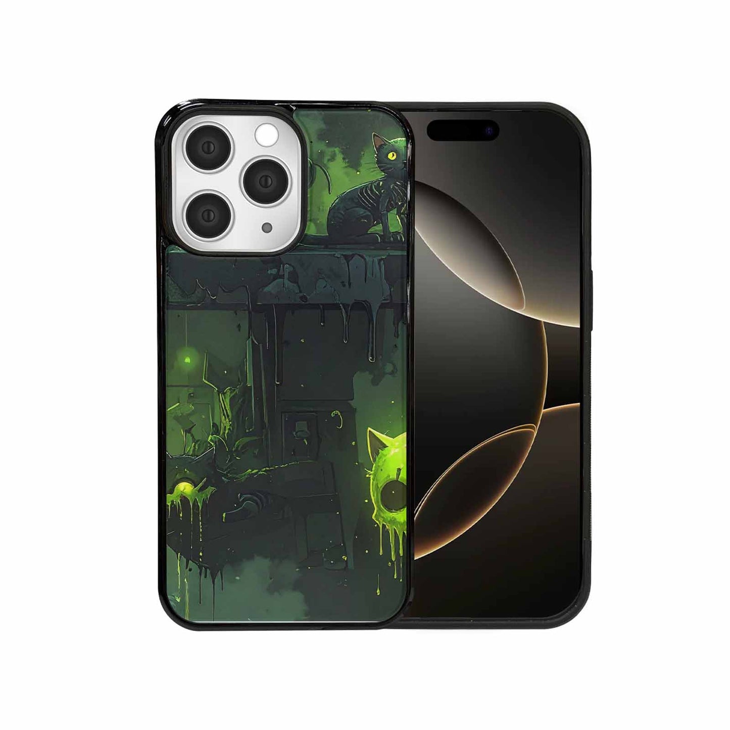 iPhone 15 Pro Max Case — Toxic Melting Skeleton Cats Small Toxic, Custom Print Case Cover