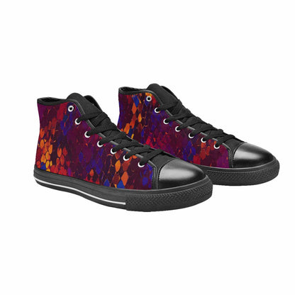 MEN'S Dark Snake Print High Top Canvas Vivid Sneakers