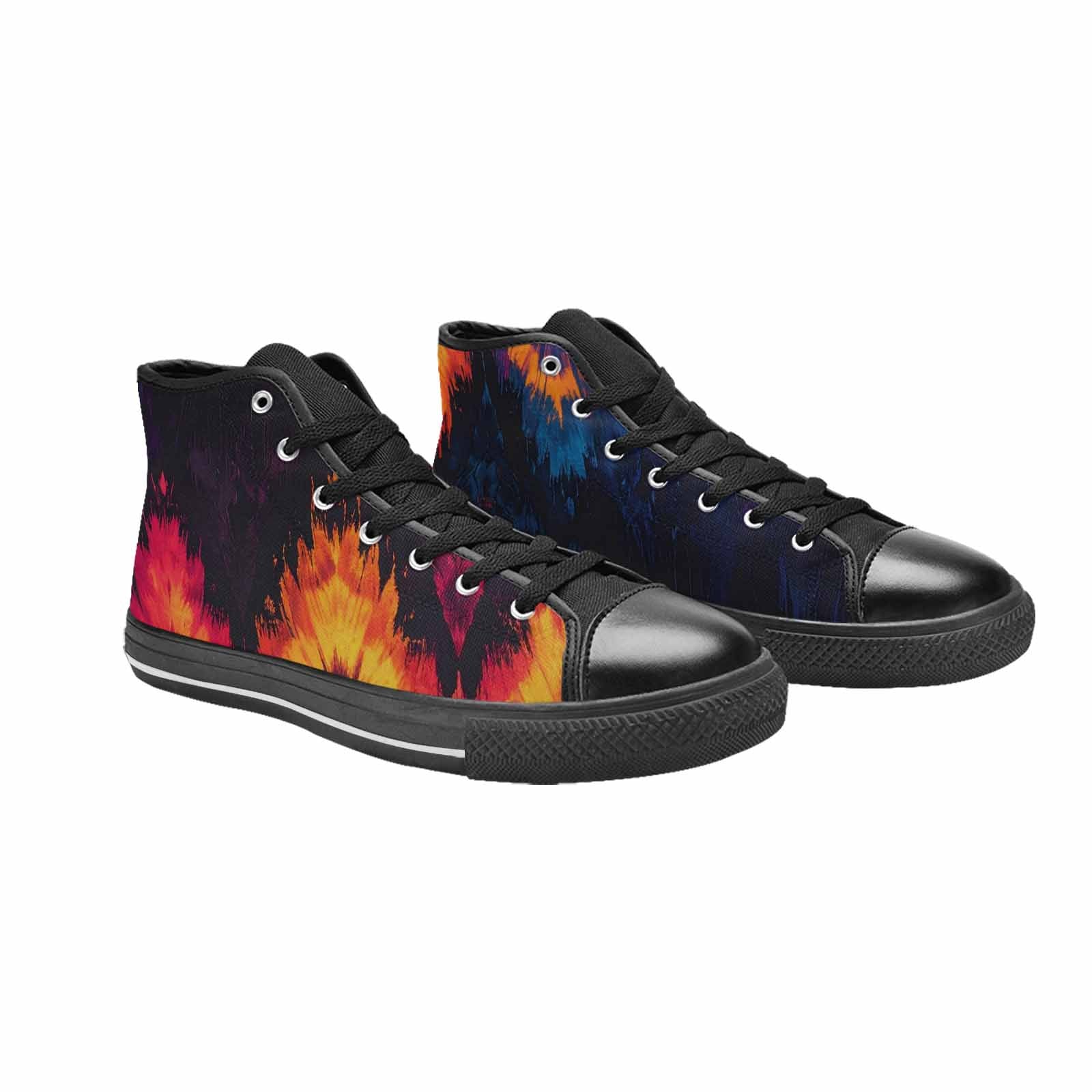 WOMEN'S Tie Dye Dark High Top Canvas Vibrant Chaos Sneakers