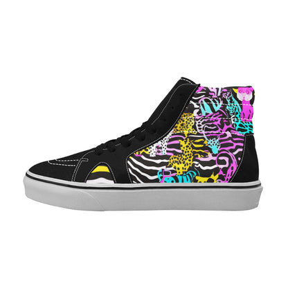 WOMEN'S Neon Animal Print High Top Skateboarding Aesthetic Custom Shoes