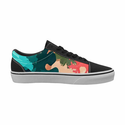 WOMEN'S Camo Coral Turquoise Canvas Lace-Up Neon Fantasy Custom Sneakers