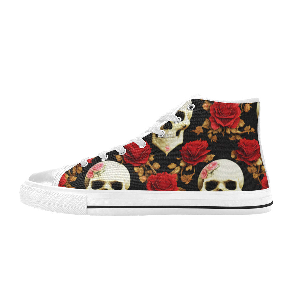 WOMEN'S Rose Skulls High Top Canvas Aesthetic Shoes